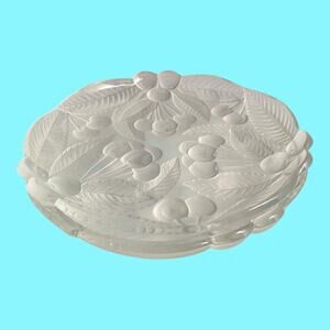 2 Mikasa Bountiful Raised Cherries Frosted Glass Individual Salad Plates 8”